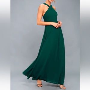 Lulu’s Air of Romance Forest Green Maxi Dress